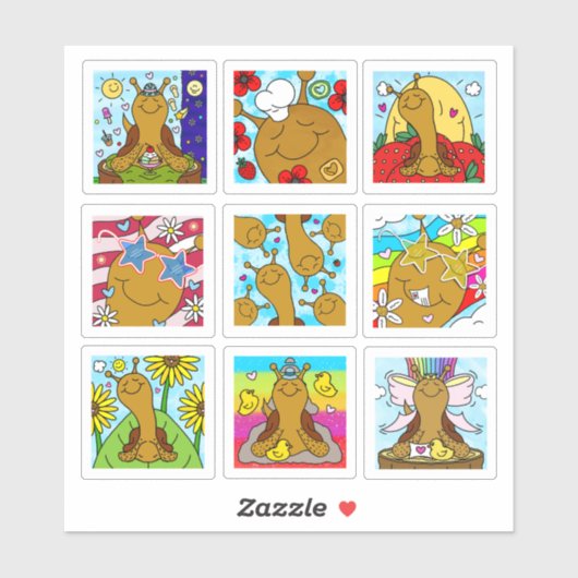 かわいいカタツムリ夏2025小さなアートシリーズ シール (シート)