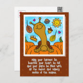 かわいいカタツムリ幸せ感謝祭はがき シーズンポストカード (正面/裏面)