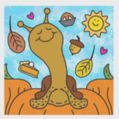 かわいいカタツムリ幸せ感謝祭ビニル シール (正面)