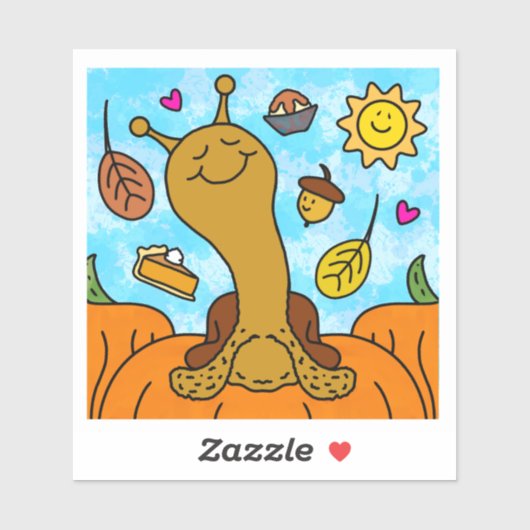 かわいいカタツムリ幸せ感謝祭ビニル シール (シート)