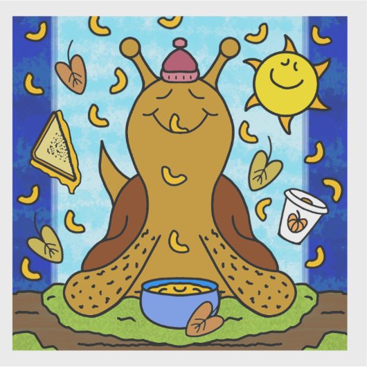 かわいいカタツムリ心地よいフードハッピー秋Equinox シール (正面)