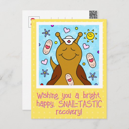 かわいいカタツムリ看護師さん　早く治してね ポストカード (正面/裏面)