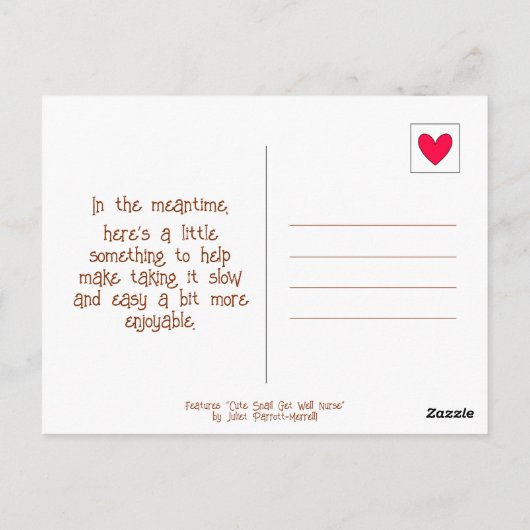 かわいいカタツムリ看護師さん　早く治してね ポストカード (裏面)