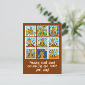 かわいいカタツムリ秋の喜びとスマイル秋 ポストカード (スタンド正面)