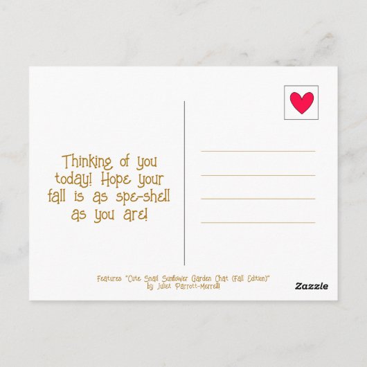 かわいいカタツムリ秋ひまわり考えガーデンズオブユー ポストカード (裏面)