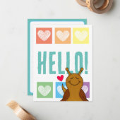 かわいいカタツムリ虹ハートこんにちは | ノートカード (正面/裏面インサイチュ)