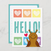 かわいいカタツムリ虹ハートこんにちは | ノートカード (正面/裏面)