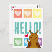 かわいいカタツムリ虹ハートこんにちは | ポストカード (正面/裏面)