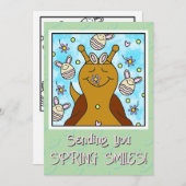 かわいいカタツムリ送信スマイルイースターカラーリング | シーズンカード (正面/裏面)