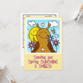 かわいいカタツムリ送信スマイル春着色 | カード (正面/裏面インサイチュ)