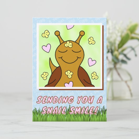 かわいいカタツムリ送信スマイル | あいさつ カード (スタンド正面)