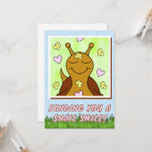 かわいいカタツムリ送信スマイル | あいさつ カード (正面/裏面インサイチュ)