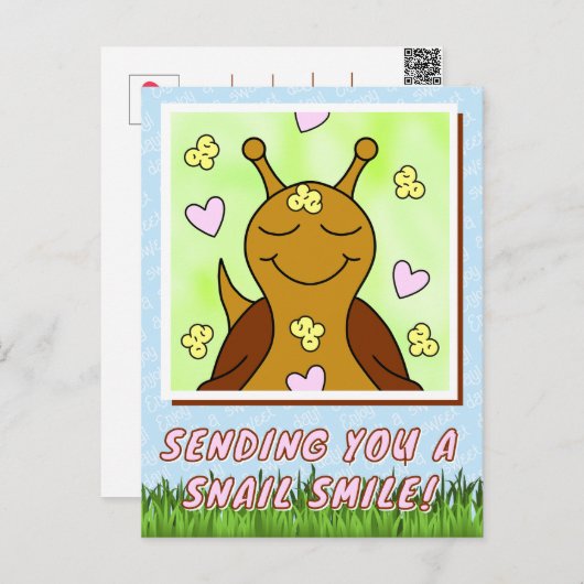 かわいいカタツムリ送信スマイル | ポストカード (正面/裏面)