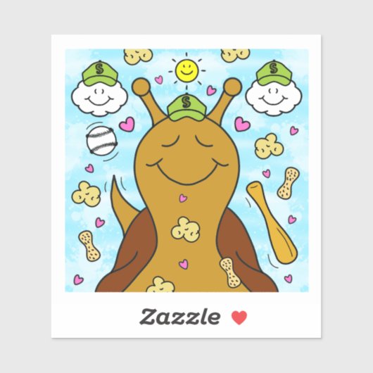 かわいいカタツムリ野球恵み | ビニル シール (シート)