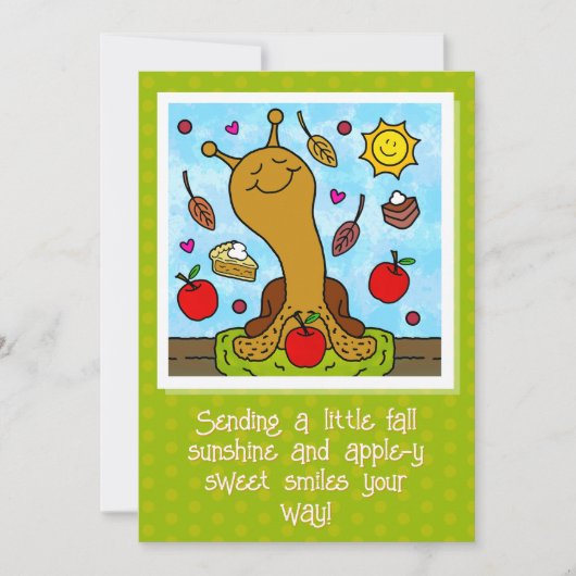 かわいいカタツムリApple-yスイーツスマイル秋 カード (正面)
