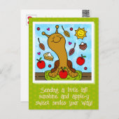 かわいいカタツムリApple-yスイーツスマイル秋 ポストカード (正面/裏面)