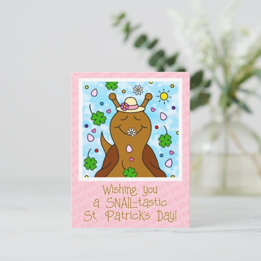 かわいいカタツムリSt patricks day | シーズンポストカード (スタンド正面)