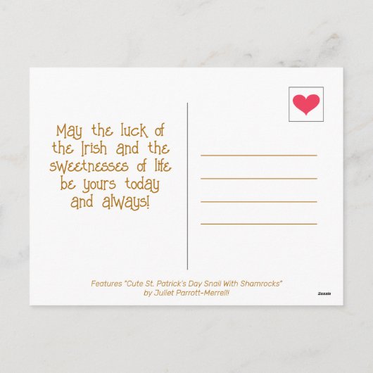 かわいいカタツムリSt patricks day | シーズンポストカード (裏面)