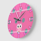 かわいいカッコいいトレンディー水玉模様 ラージ壁時計 (傾斜)