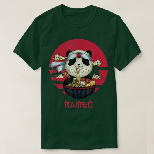 かわいいカッコいいパンダ食べラーメン好きラーメン麺 Tシャツ (デザイン正面)