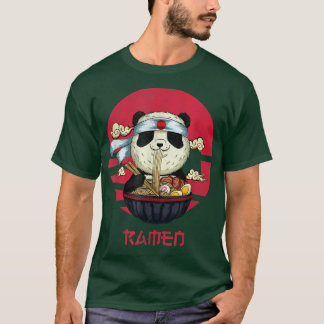 かわいいカッコいいパンダ食べラーメン好きラーメン麺 Tシャツ