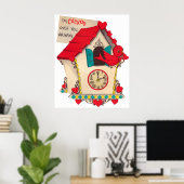 かわいいカッコウ時計レトロヴィンテージバレンタイン ポスター (ホームオフィス)