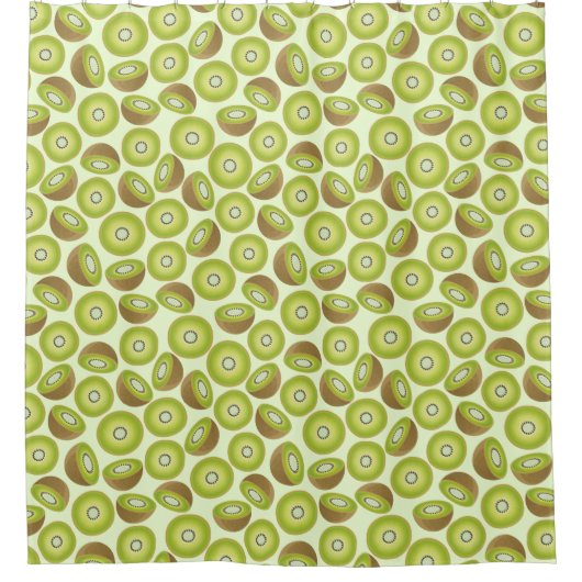 かわいいカットキウイ模様 シャワーカーテン (正面)