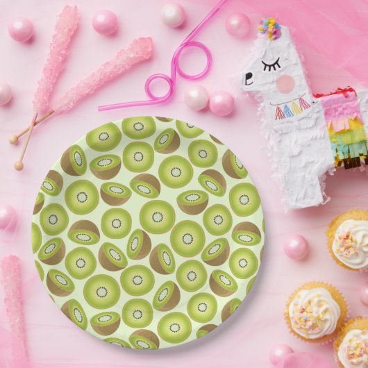 かわいいカットキウイ模様 ペーパープレート (パーティー)