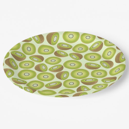 かわいいカットキウイ模様 ペーパープレート (アングル)