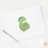 かわいいカッパ 楕円形シール (封筒)