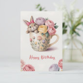 かわいいカップのウサギ カード (スタンド正面)