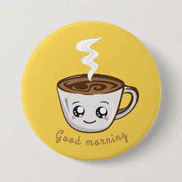 かわいいカップのコーヒー、紅茶 |おはようございます 缶バッジ