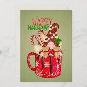 かわいいカップの中の小人のフラットホリデーカード シーズンカード (正面/裏面)