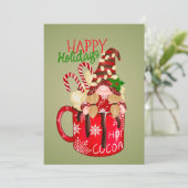 かわいいカップの中の小人のフラットホリデーカード シーズンカード (スタンド正面)