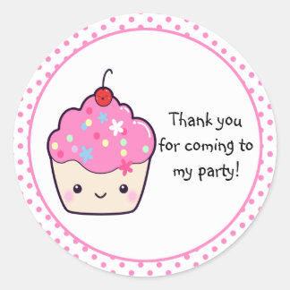 かわいいカップケーキありがとう ラウンドシール