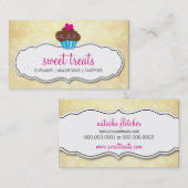 かわいいカップケーキお洒落《写真》ぼけ味模様イエロー 名刺 (正面/裏面)