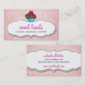 かわいいカップケーキお洒落《写真》ぼけ味模様ピンクの珊瑚 名刺 (正面/裏面)
