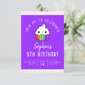 かわいいカップケーキから子どもの誕生日パーティー 招待状 (スタンド正面)