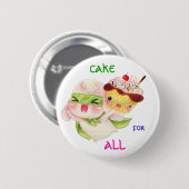 かわいいカップケーキが付いている極度のバニーのパン 缶バッジ (正面&裏面)
