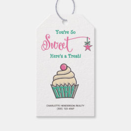 かわいいカップケーキここにクリスマスのギフトタグを扱う ギフトタグ