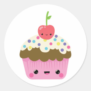 かわいいカップケーキさくらんぼを上に ラウンドシール