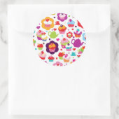 かわいいカップケーキとお茶ポット ラウンドシール (バッグ)