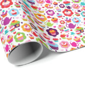 かわいいカップケーキとお茶ポット ラッピングペーパー (ロールコーナー)