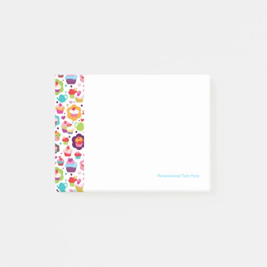 かわいいカップケーキとティーポット ポストイット (正面)