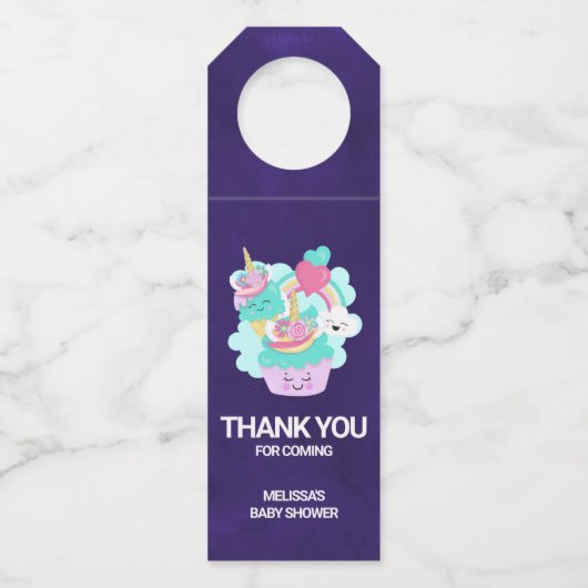 かわいいカップケーキとハッピーアイスクリームありがとう ボトルネックタグ (正面)