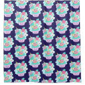 かわいいカップケーキとハッピーアイスクリームパターン シャワーカーテン (正面)