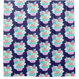 かわいいカップケーキとハッピーアイスクリームパターン シャワーカーテン