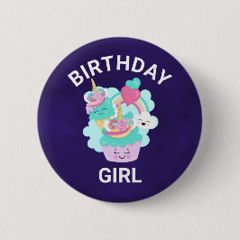かわいいカップケーキとハッピーアイスクリーム誕生日女の子 缶バッジ