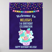 かわいいカップケーキとハッピーアイスクリーム誕生日 ポスター (正面)