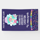 かわいいカップケーキとハッピーアイスクリーム誕生日 横断幕 (横)